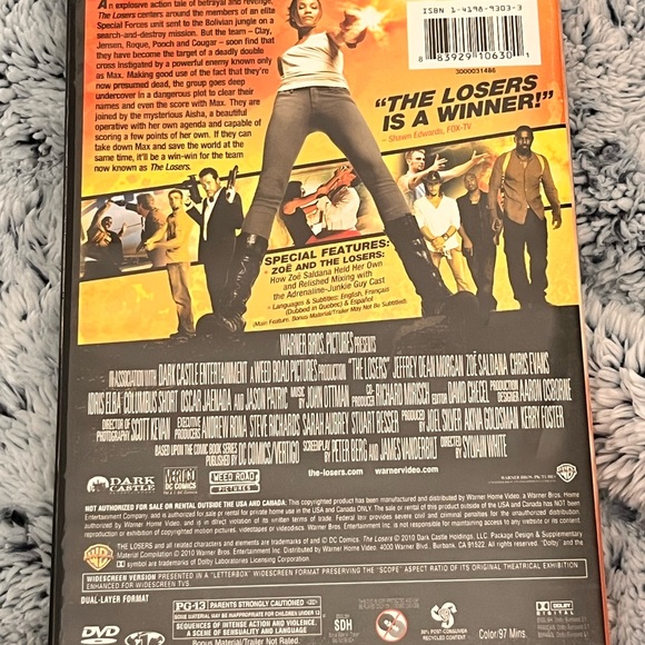 ✨10 for $15✨ The Losers (DVD, 2010) Zoe Saldana Idris Elba Chris Evans - Picture 3 of 3